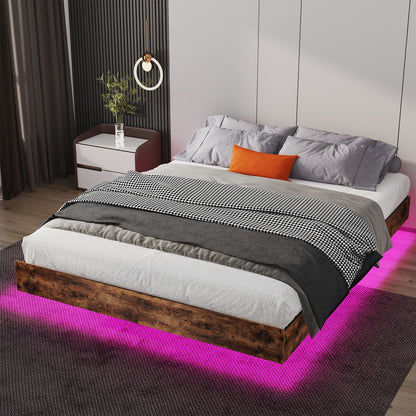Platform Floating Bed Frame With RGB LED Lights