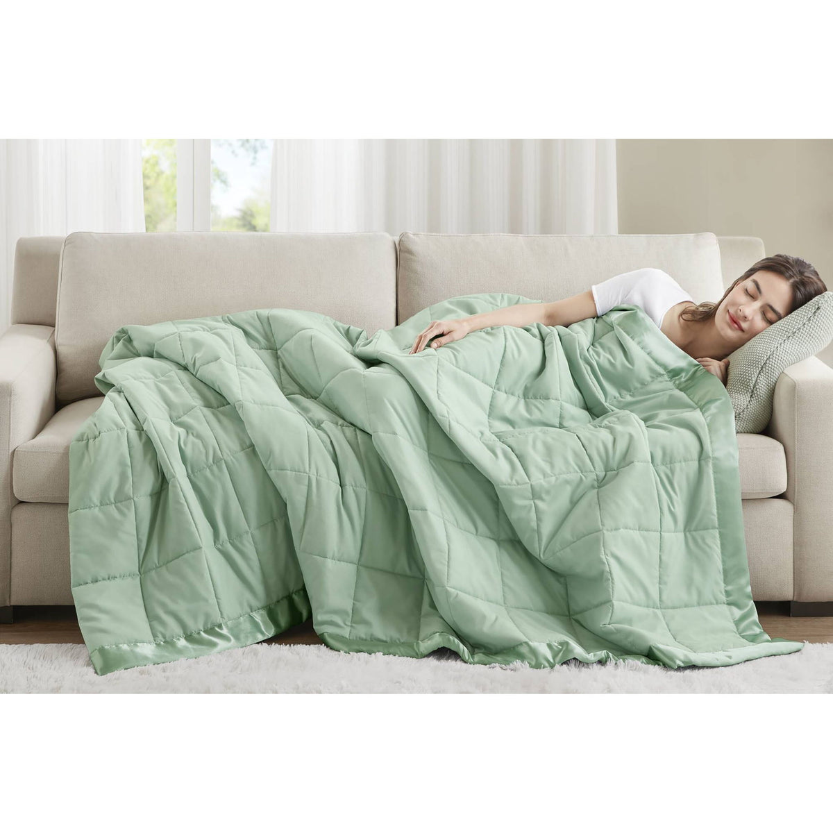 Windom - All Season Hypoallergenic Twin Blanket With 3M Scotchgard - Seafoam
