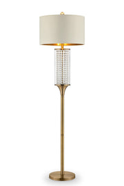 62" Gold Column Floor Lamp With Off White Metal Drum Shade