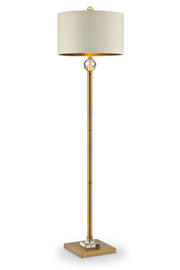 63" Gold Column Floor Lamp With Off White Metal Drum Shade