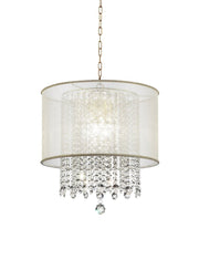 Primo Gold Finish Ceiling Lamp with Crystal Accents and White Shade
