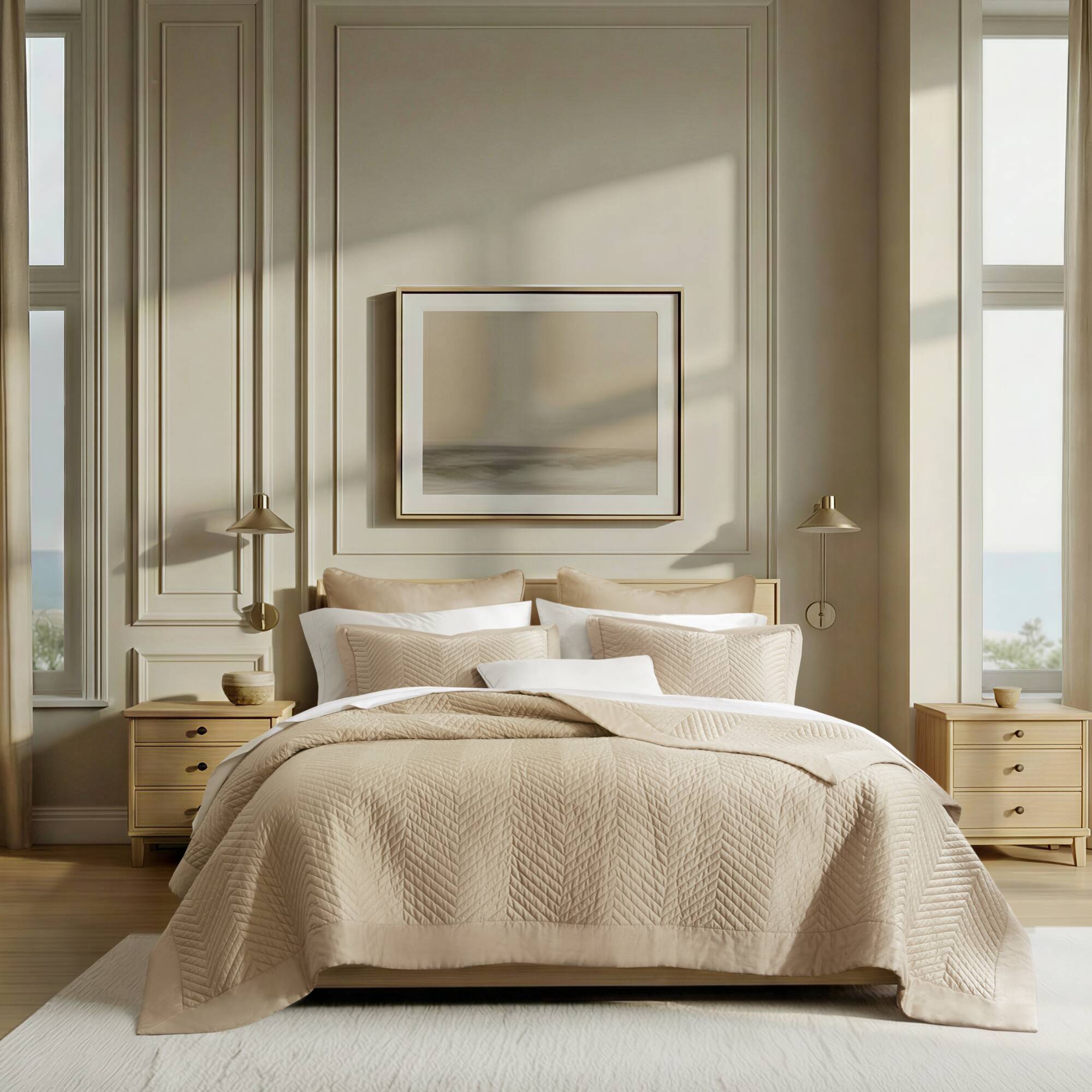 Liam Hotel - 3 Piece Full/Queen Quilt Set - Linen