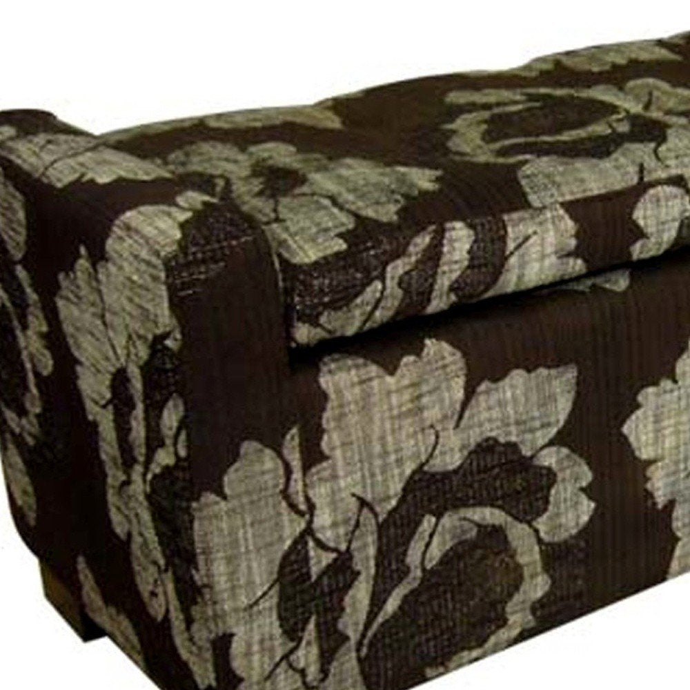17" Brown and Champagne Solid Wood Upholstered Dining Bench