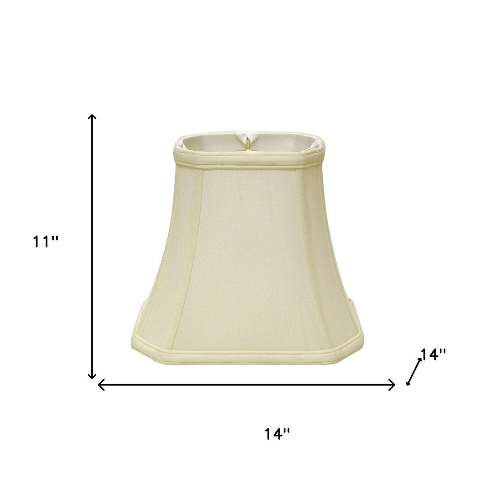14" Ivory Slanted Rectangle Bell Monay Shantung Lampshade