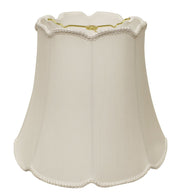 18" White Empire Slanted Cylinder Scroll Edge Silk Lampshade