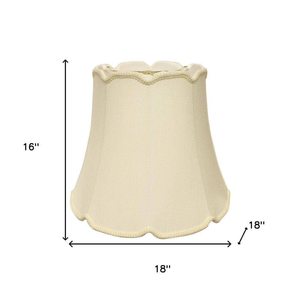18" Ivory Empire Slanted Cylinder Scroll Edge Silk Lampshade