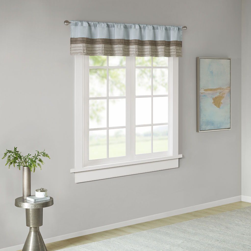 Amherst - Polyoni Pintuck Window Valance - Blue