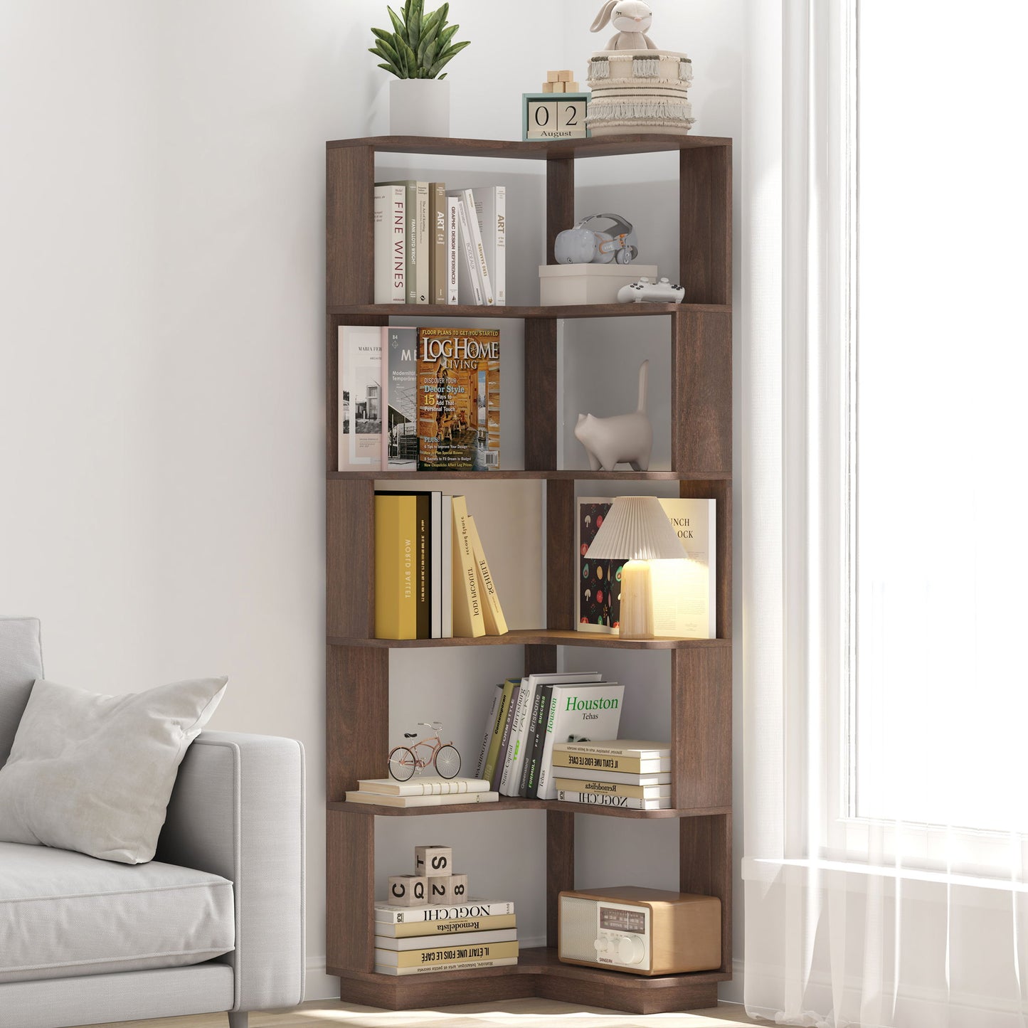 L-Shaped Design Corner Bookshelf