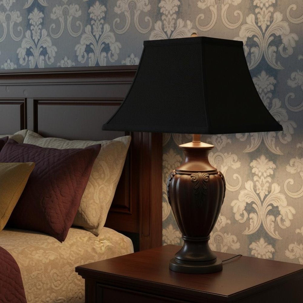 Black Shantung Silk Bell Lamp Shade