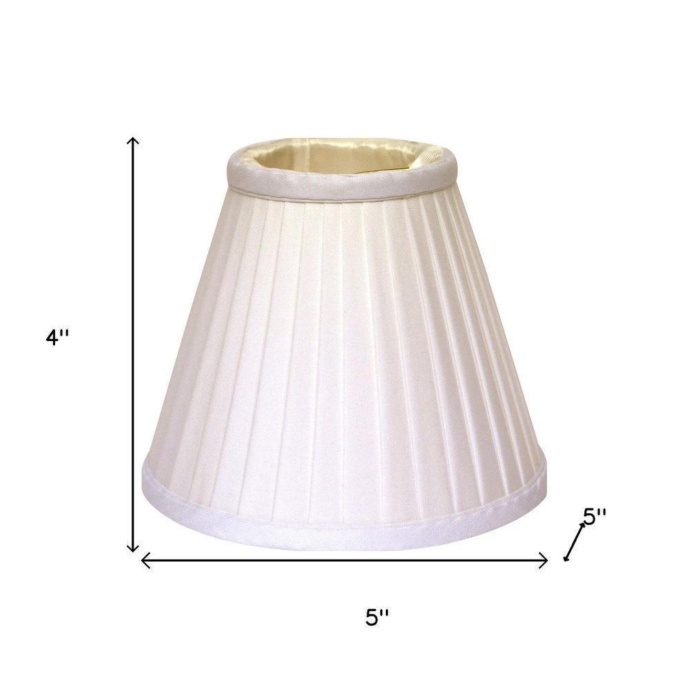 5" White Set of 6 Slanted Pleat Chandelier Silk Lampshades