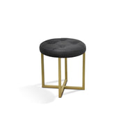 16" Gold Faux Leather Tufted Footstool