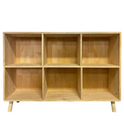 6 Cube Storage Shelf, Freestanding Open Bookcase With Legs Cubby Organizer For Living Room - Natural Wood