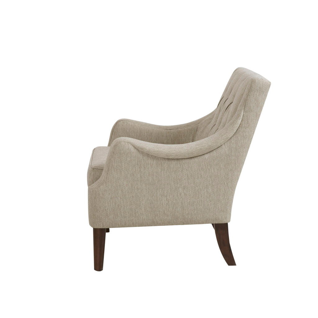 Qwen - Button Tufted Accent Chair - Beige