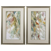 Set of Two Blue Leaves Framed Art
