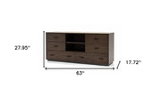 63" Dark Brown Wood Six Drawer Double Dresser