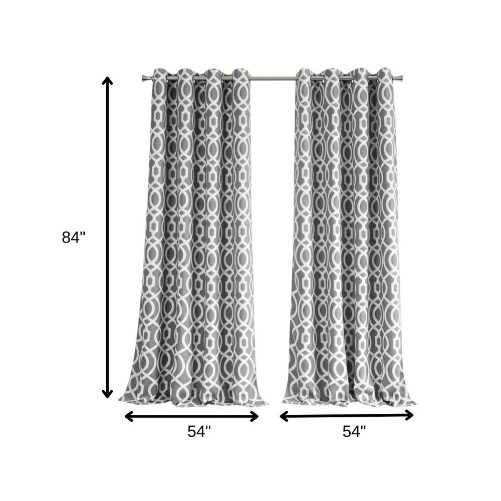 84" Gray Trellis Black Out Window Curtain Panel