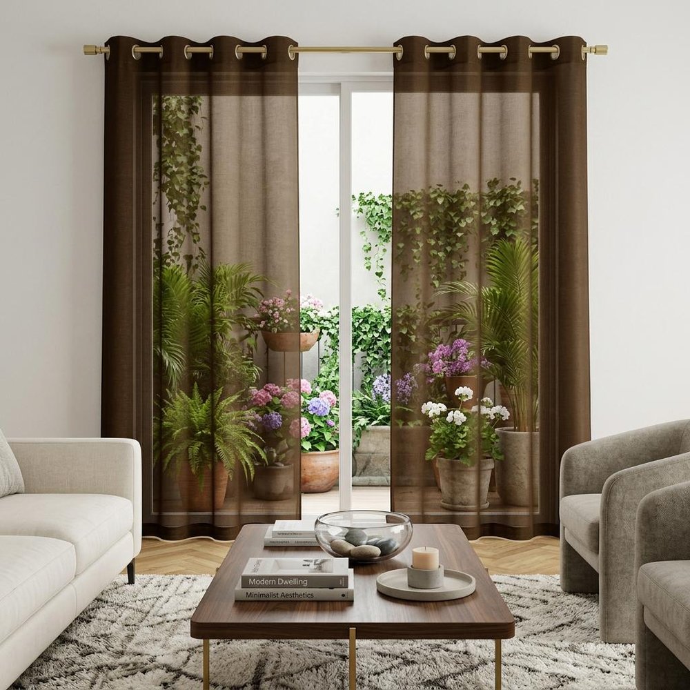 Set of Two 84"  Chocolate Solid Modern Window Panels