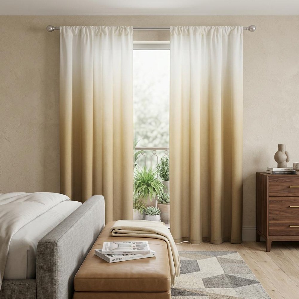 Set of Two 84"  Gold Ombre Shades Window Panels
