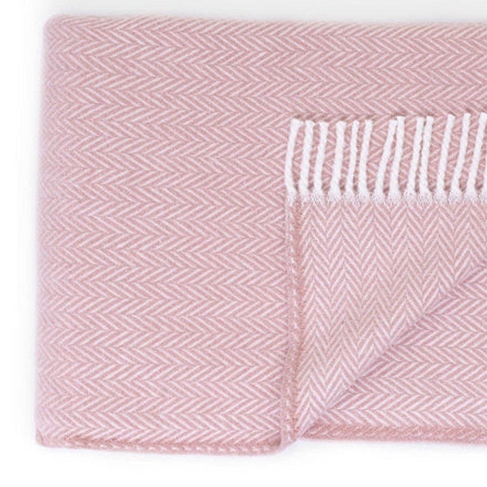 70" X 55" Brown And White Cotton Blend Woven Herringbone Plush Throw Blanket with Tassels
