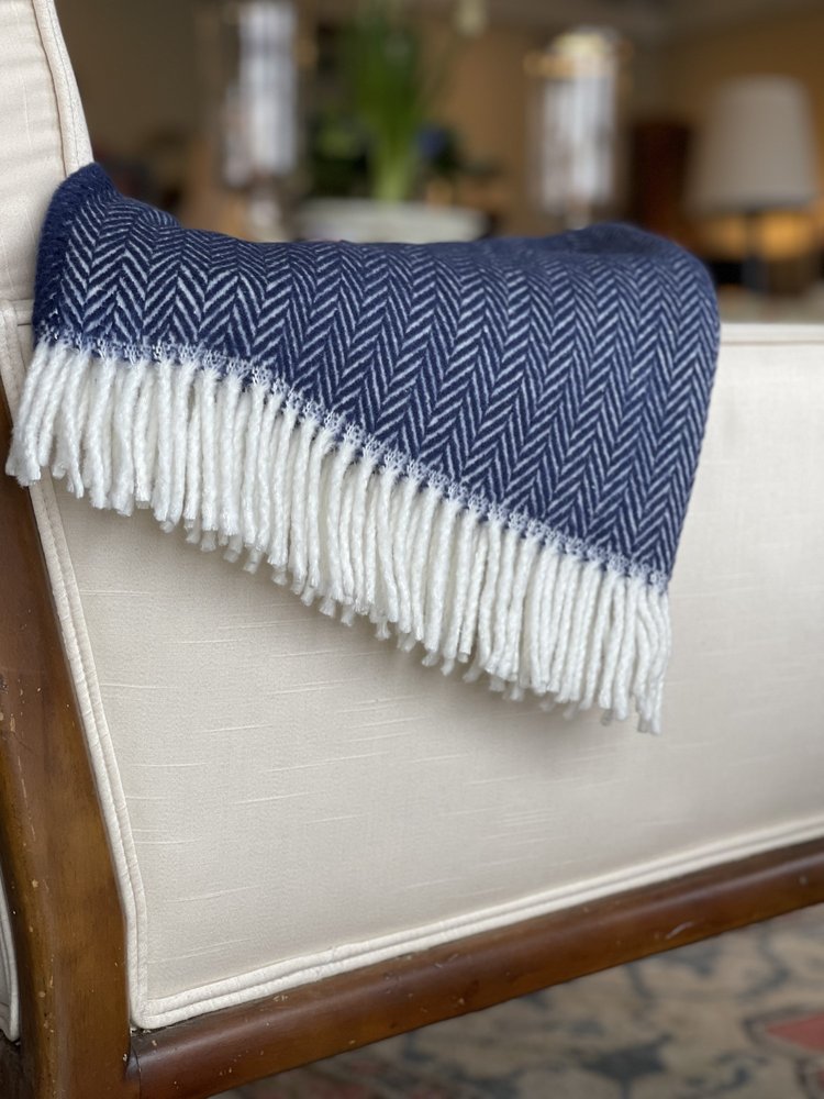 70" X 55" Brown And White Cotton Blend Woven Herringbone Plush Throw Blanket with Tassels