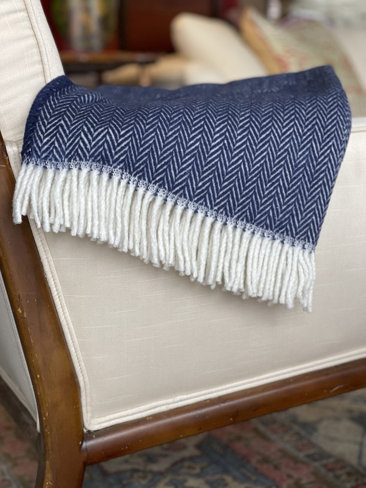 70" X 55" Gray And White Herringbone Cotton Blend Woven Throw Blanket with Tassels