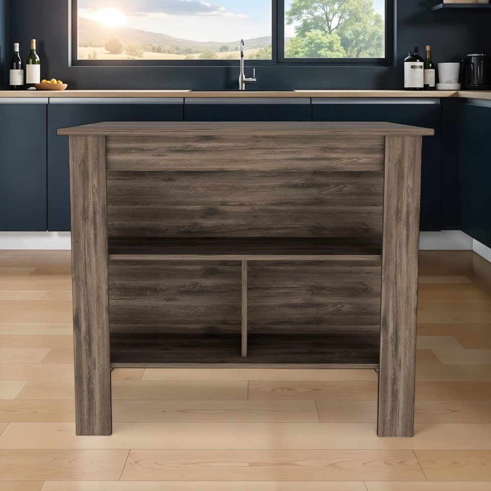 Brown 41" Kitchen Island With Storage