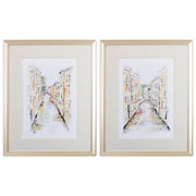 Set of Two Brown Streets of Venice Framed Art