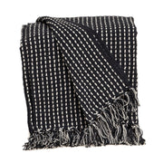 52" X 67" Black and White Woven Cotton Striped Throw Blanket with Tassels