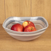 10" Gray And White Alabaster Glass Square Salad Bowl