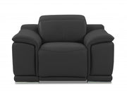 48" Dark Slate Gray And White Italian Leather Arm Chair