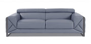 89" Camel Italian Leather Sofa With Silver Legs