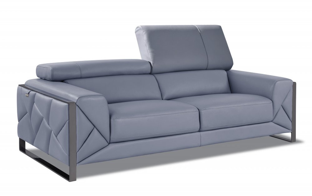89" Camel Italian Leather Sofa With Silver Legs