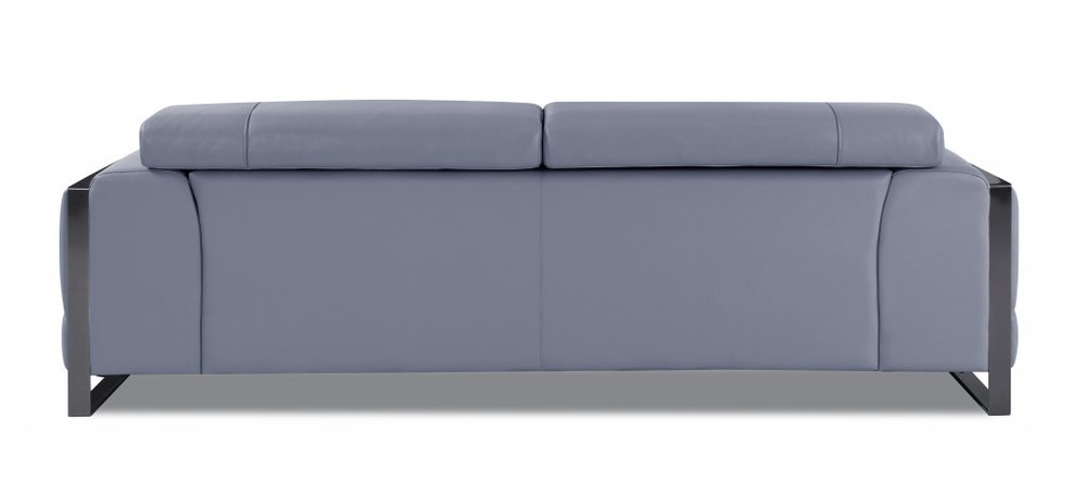 89" Camel Italian Leather Sofa With Silver Legs