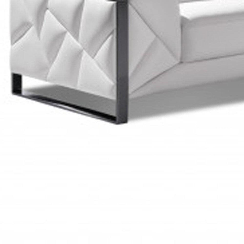 Three Piece Indoor White Italian Leather Six Person Seating Set