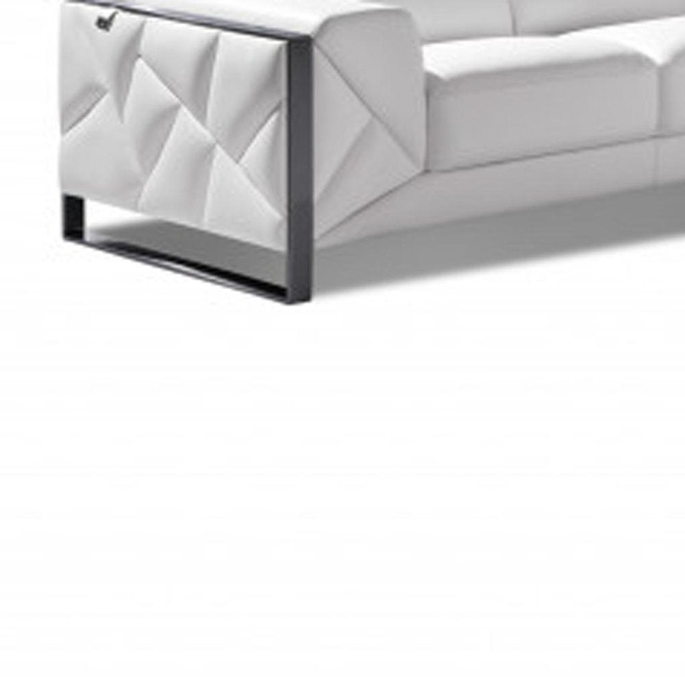 Three Piece Indoor White Italian Leather Six Person Seating Set