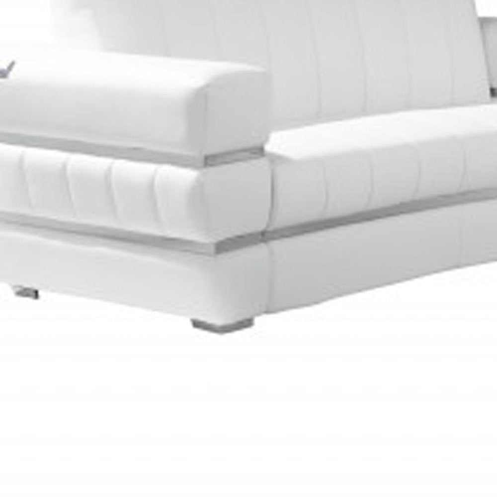 Three Piece Indoor White Italian Leather Six Person Seating Set