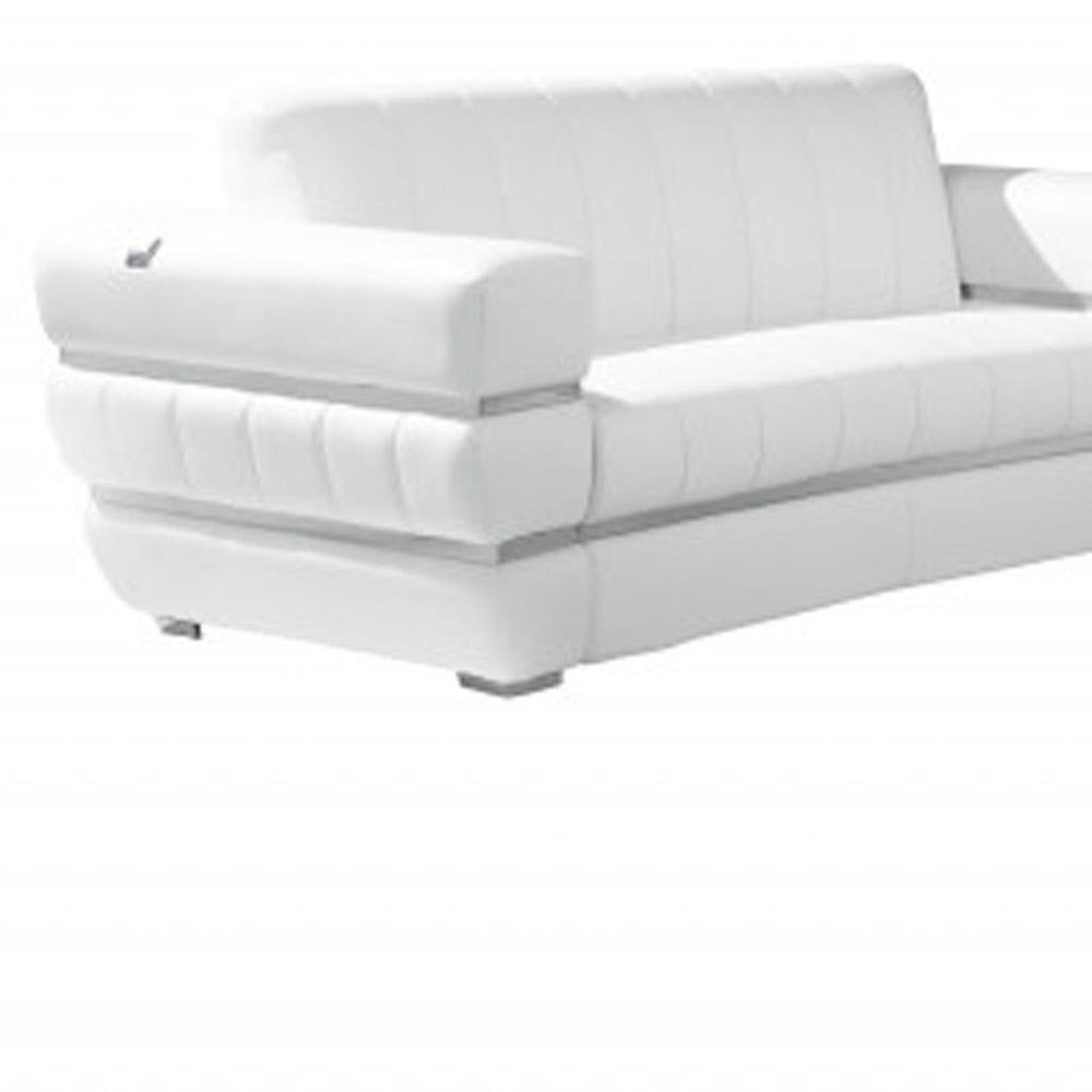 Three Piece Indoor White Italian Leather Six Person Seating Set