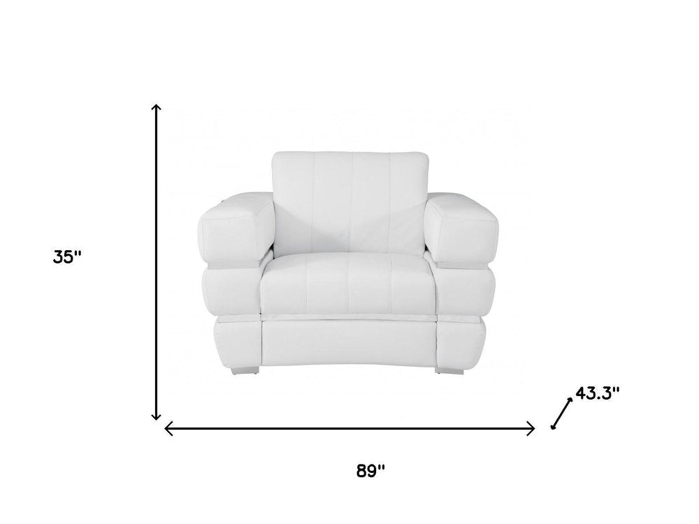 Three Piece Indoor White Italian Leather Six Person Seating Set