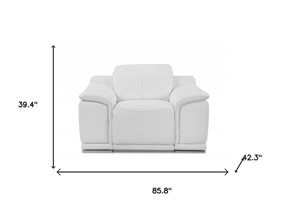 Three Piece Indoor White Italian Leather Six Person Seating Set