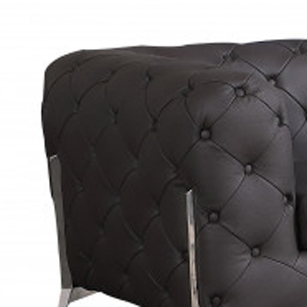 Two Piece Indoor Brown Italian Leather Five Person Seating Set