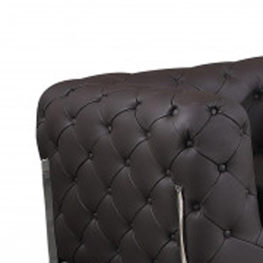 Three Piece Indoor Brown Italian Leather Six Person Seating Set