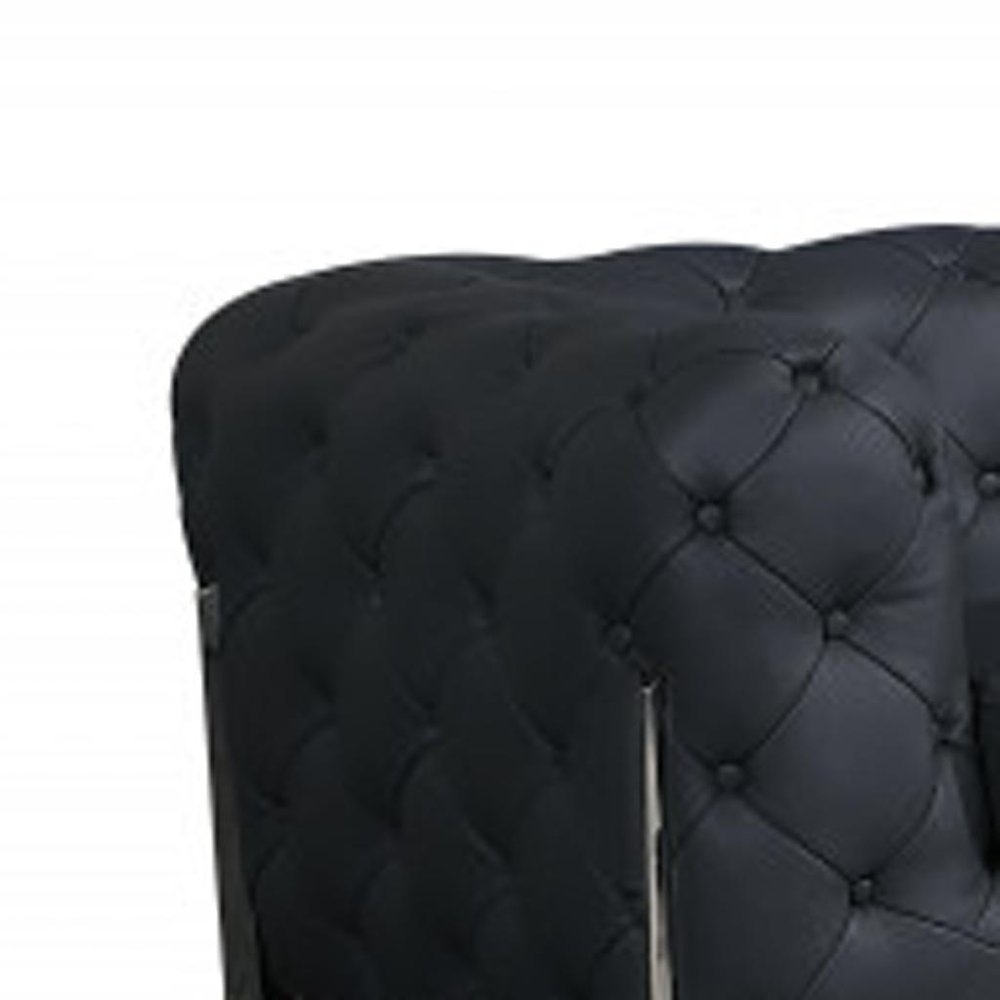 Two Piece Indoor Dark Gray Italian Leather Five Person Seating Set