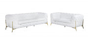 Two Piece Indoor White Italian Leather Five Person Seating Set