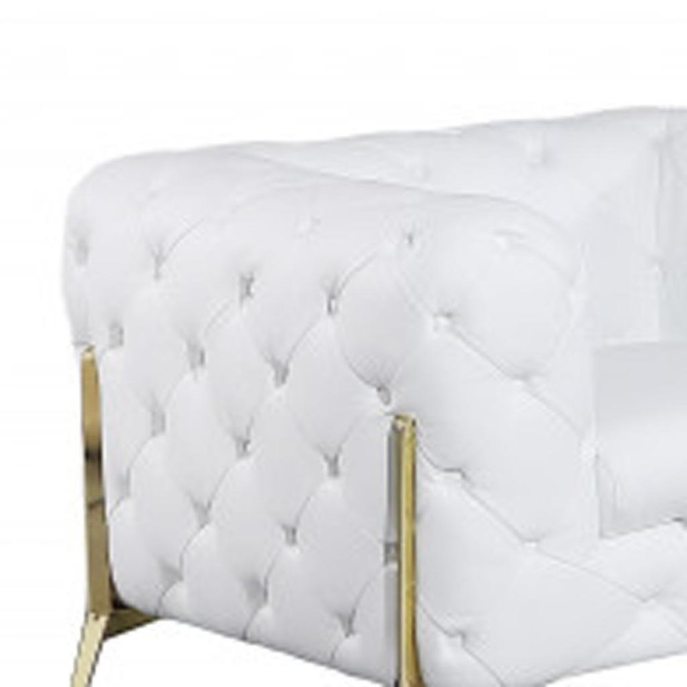 Three Piece Indoor White Italian Leather Six Person Seating Set