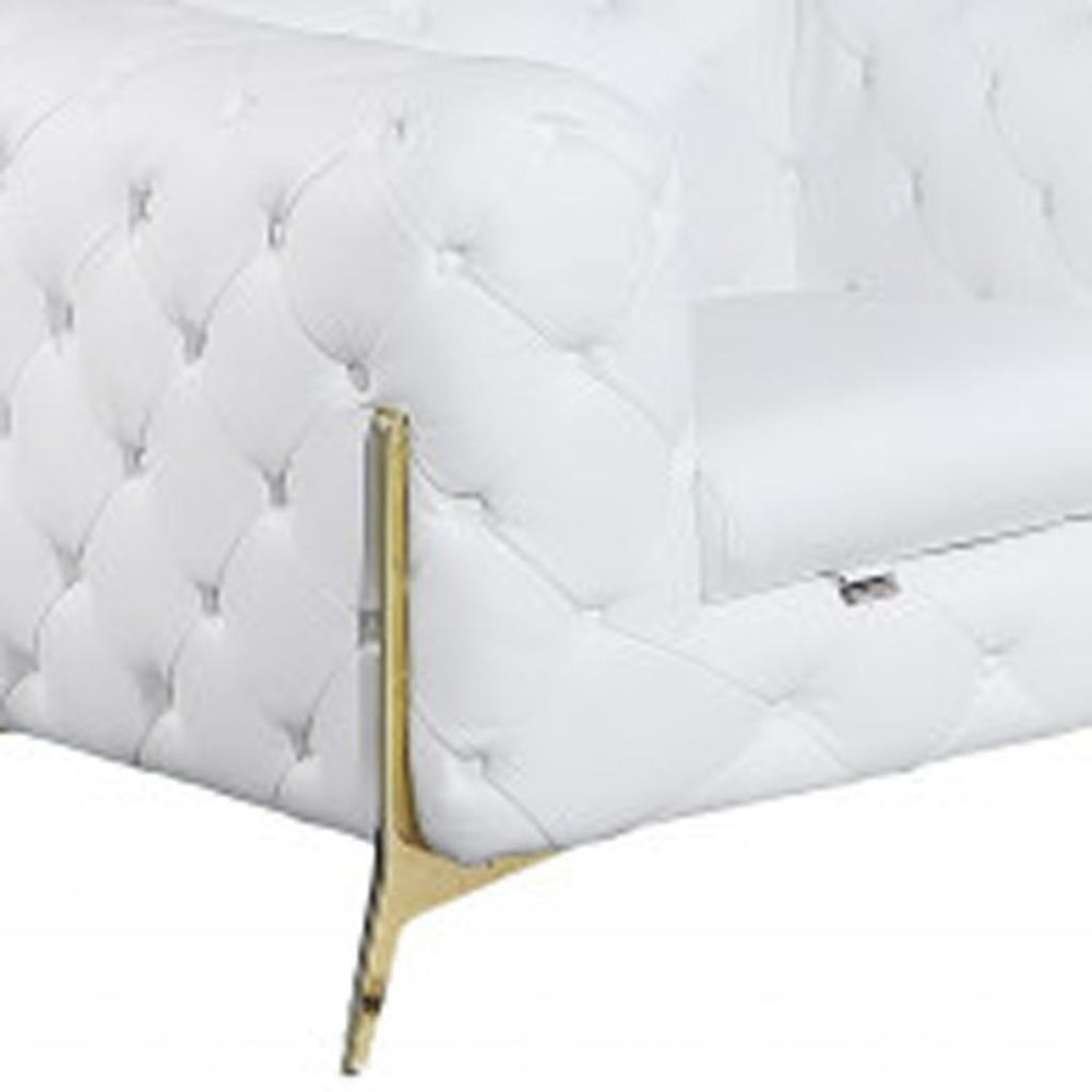 Three Piece Indoor White Italian Leather Six Person Seating Set