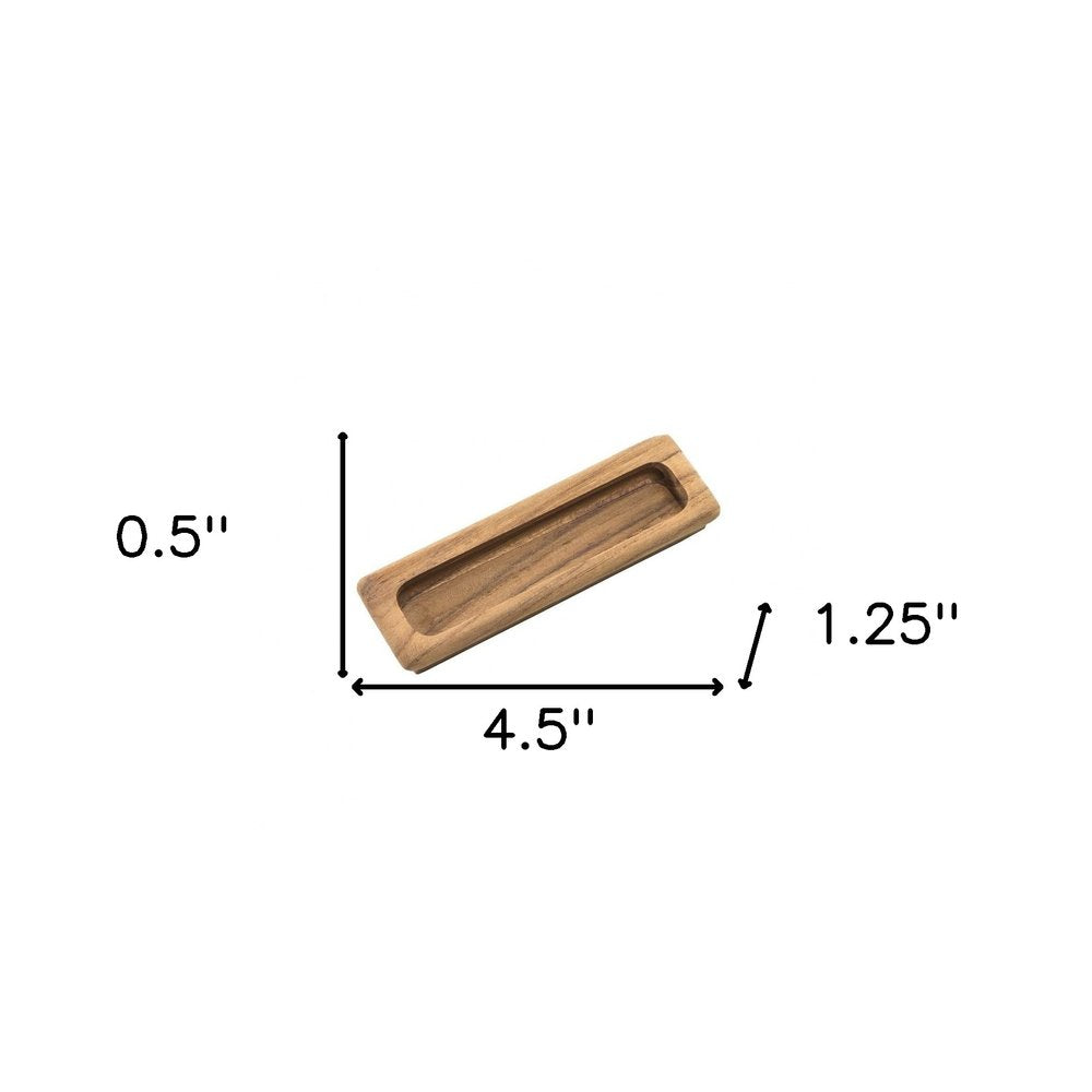 Set of Two Brown Teak Wood Drawer Pull Knobs