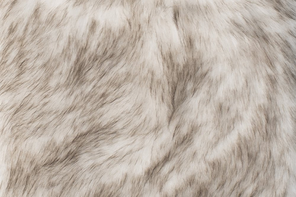 Set of Two 17" Ivory and Brown Faux Fur Dining Chair Pads