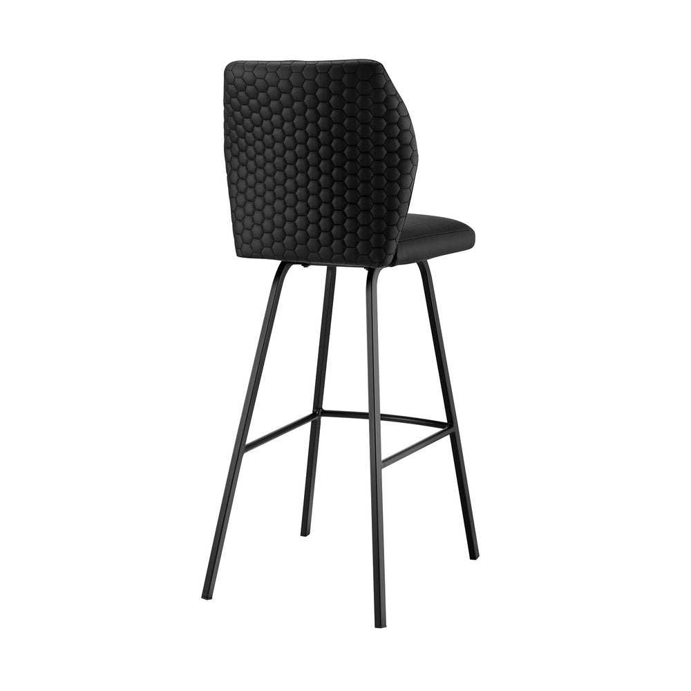 26" Black Faux Leather and Iron Counter Height Bar Chair