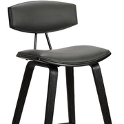 26" Gray and Black Faux Leather and Iron Low Back Counter Height Bar Chair