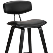 29" Black Faux Leather and Iron Low Back Bar Height Bar Chair